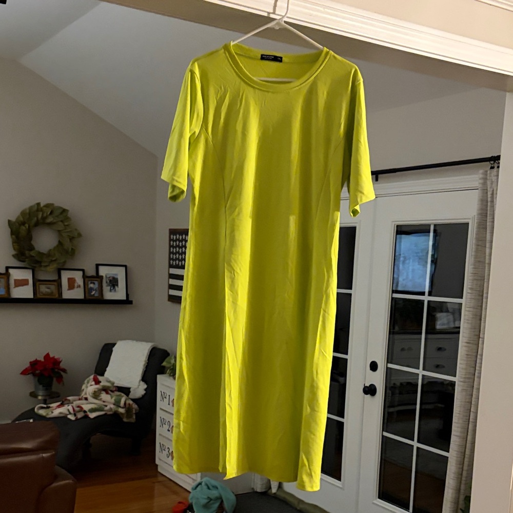 Bright Yellow Midi Dress XL Shien Curve